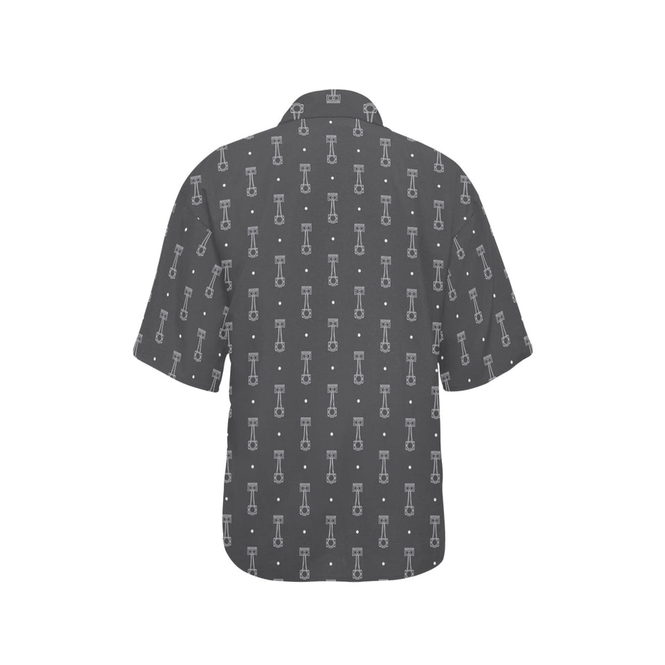 Engine Piston Black Background Pattern Design 02 Women's All Over Print Hawaiian Shirt