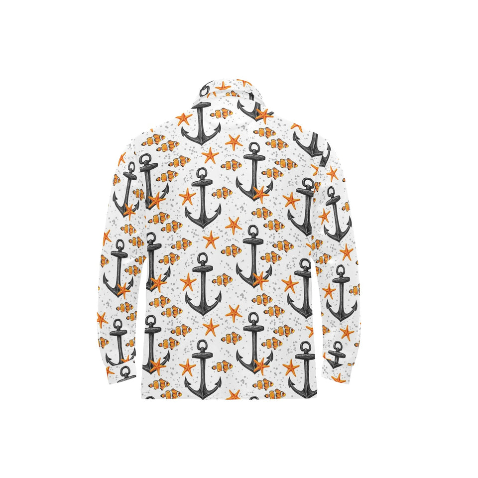Clown Fish Pattern Print Design 02 Men's Long Sleeve Polo Shirt