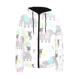 Cute elephant mouse pattern Men's Padded Hooded Jacket