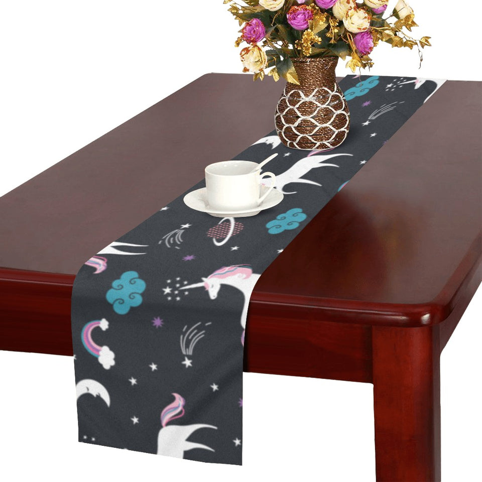 unicorn rainbows moon clound star pattern Table Runner