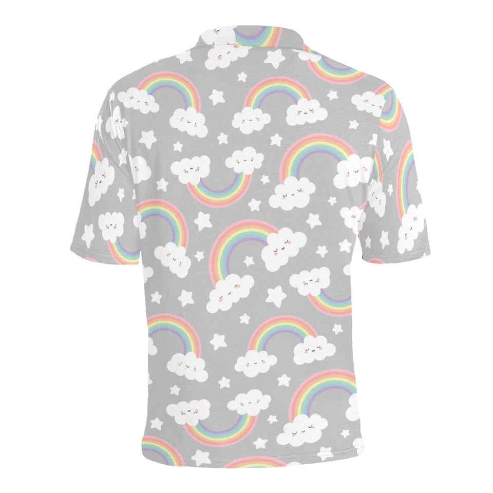 Cute rainbow clound star pattern Men's All Over Print Polo Shirt