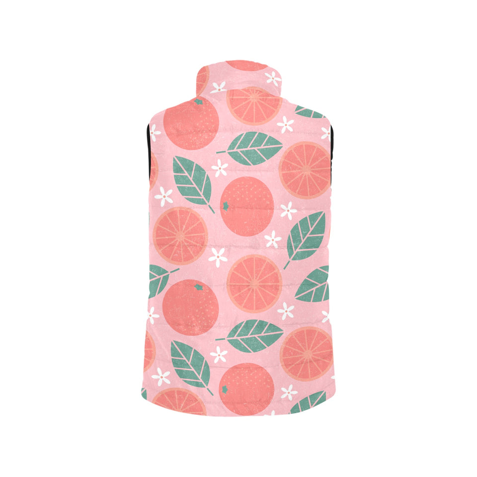 Grapefruit leaves flower pink background Women's Padded Vest