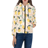 lemon flower leave pattern Women's Padded Hooded Jacket