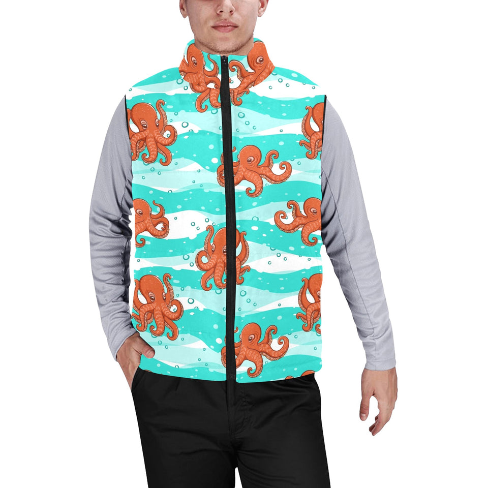 Octopuses sea wave background Men's Padded Vest