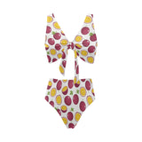 Passion fruit design pattern Chest Bowknot High Waisted Bikini Swimsuit