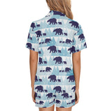 polar bear winter snow pattern Women's V-Neck Short Pajama Set