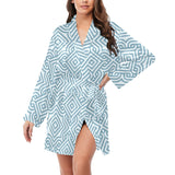 arabic pattern Women's Long Sleeve Belted Night Robe