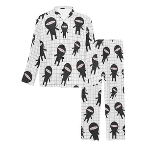 Ninja pattern plaid background Men's Long Pajama Set