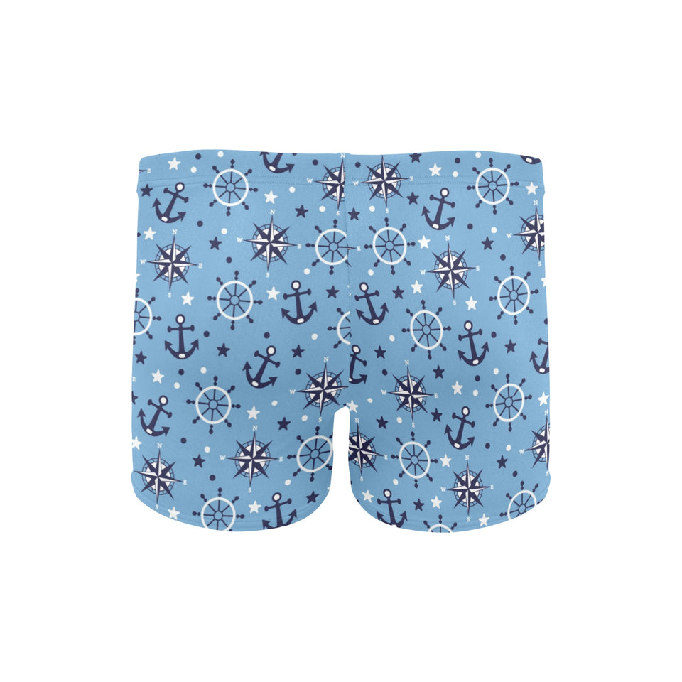 Anchors rudder compass star nautical pattern Men's Swimming Trunks