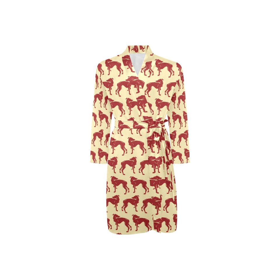 Greyhound Pattern Print Design 04 Men's Long Sleeve Belted Night Robe