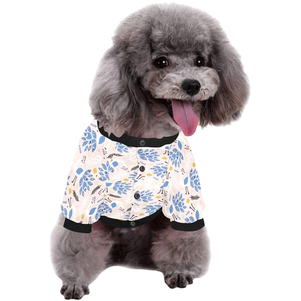 Cute peacock pattern All Over Print Pet Dog Round Neck Fuzzy Shirt