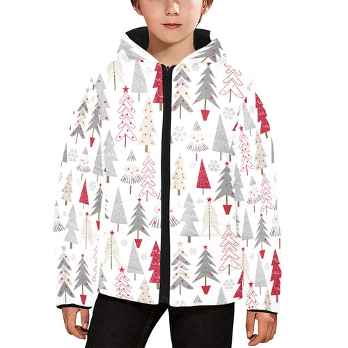 Cute Christmas tree pattern Kids' Boys' Girls' Padded Hooded Jacket
