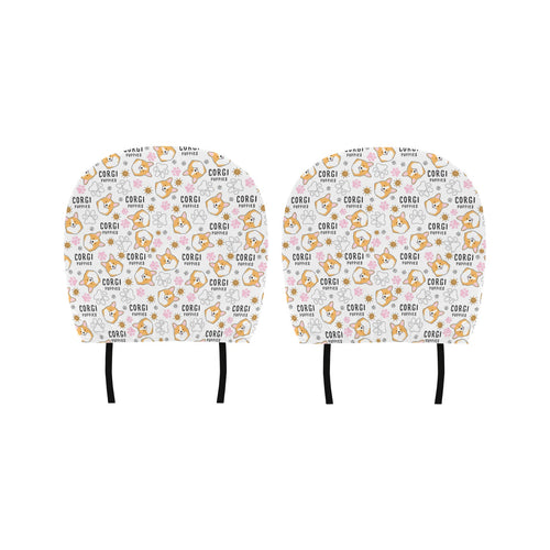 Corgi Dog Pattern Car Headrest Cover