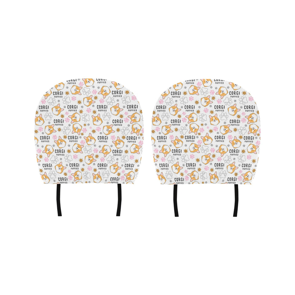 Corgi Dog Pattern Car Headrest Cover