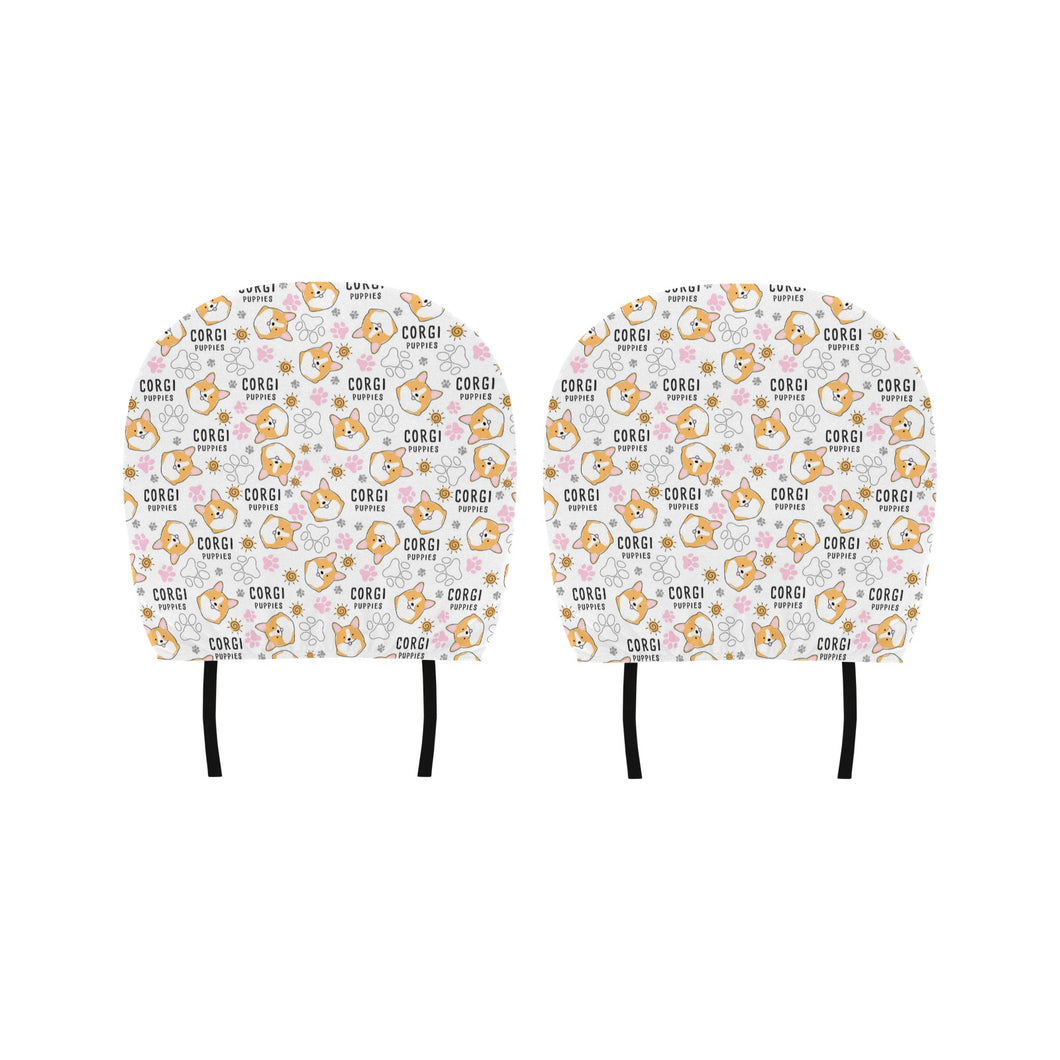Corgi Dog Pattern Car Headrest Cover