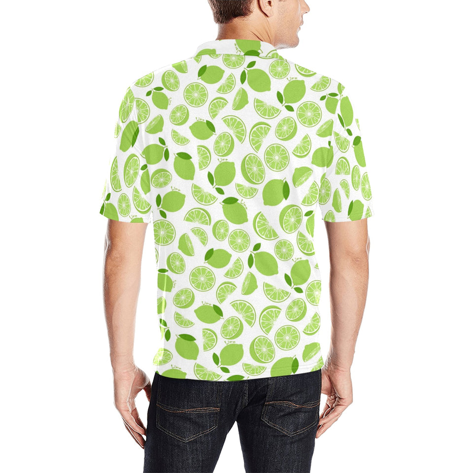 Lime design pattern Men's All Over Print Polo Shirt