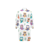 Cute owl pattern Men's Long Sleeve Belted Night Robe