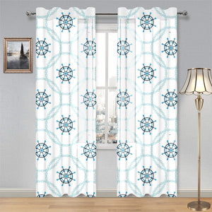 nautical steering wheel chain Gauze Curtain