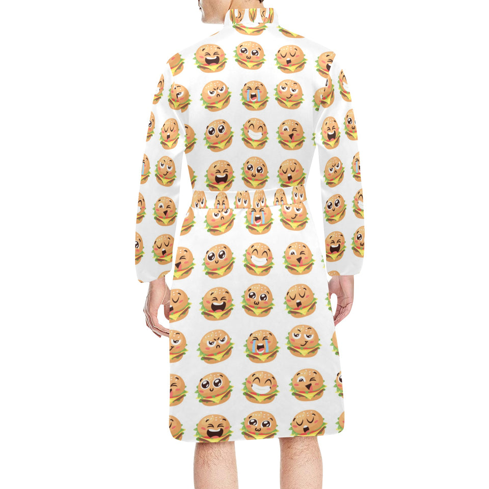 Hamburger Pattern Print Design 04 Men's Long Sleeve Belted Night Robe