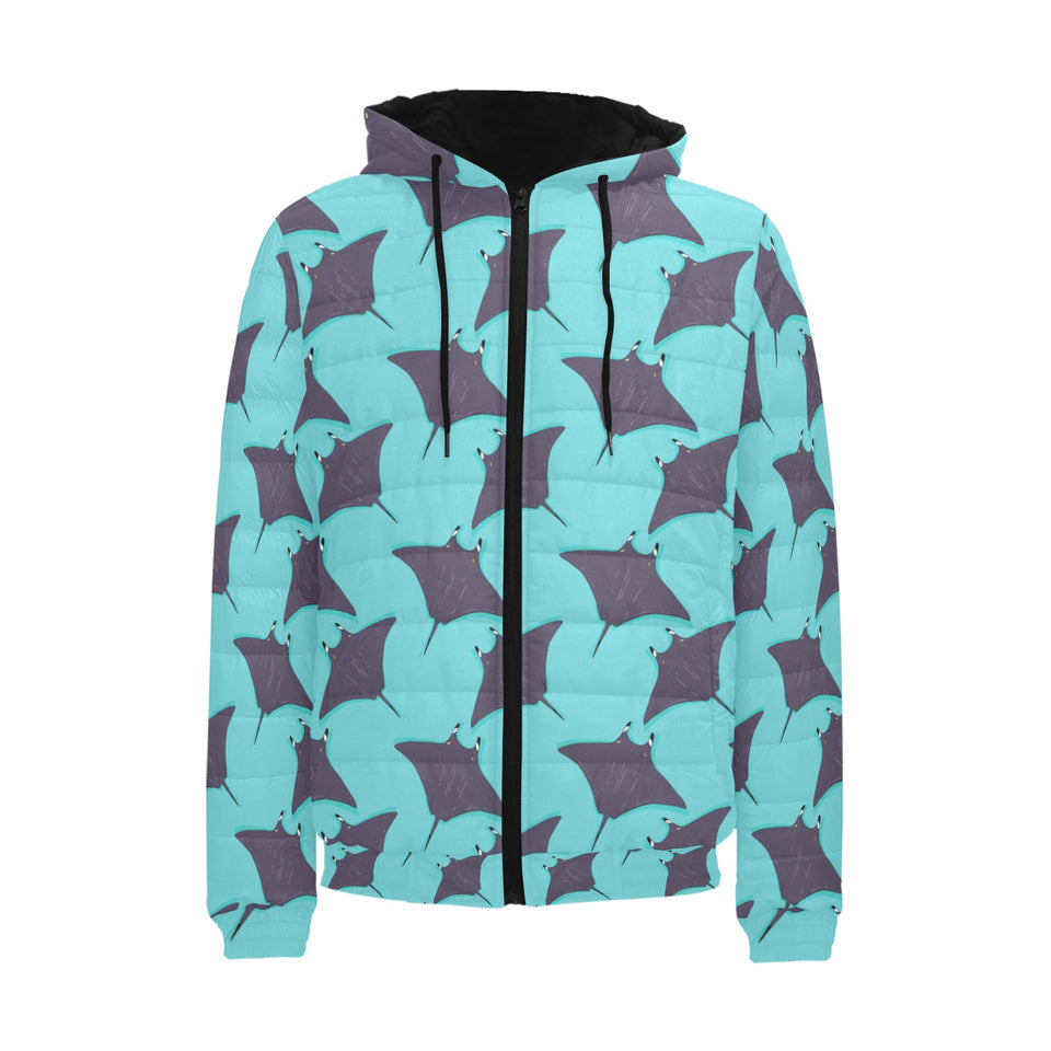 Stingray Pattern Print Design 02 Men's Padded Hooded Jacket