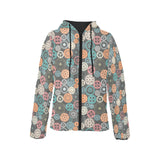 Gear Pattern Print Design 05 Women's Padded Hooded Jacket