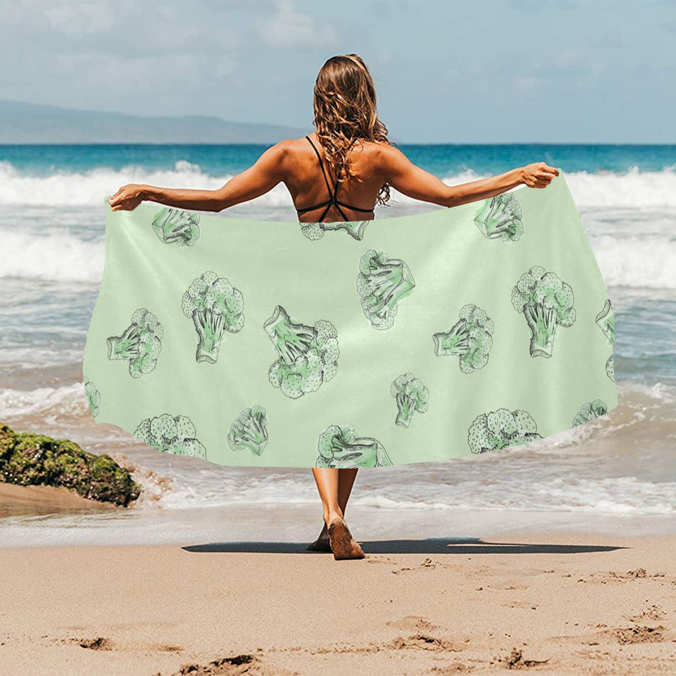 broccoli sketch pattern Beach Towel