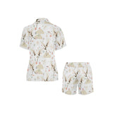 Beautiful Japanese cranes pattern Women's V-Neck Short Pajama Set