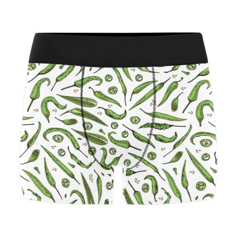 Hand drawn sketch style green Chili peppers patter Men's All Over Print Boxer Briefs Men's Underwear