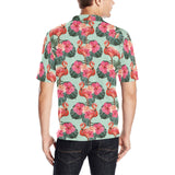 Beautiful flamingo tropical palm leaves hibiscus p Men's All Over Print Polo Shirt