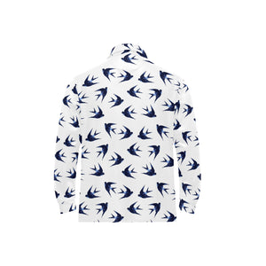 Swallow Pattern Print Design 03 Men's Long Sleeve Polo Shirt