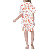 Watercolor Koi Fish Carp Fish pattern Kids' Boys' Girls' V-Neck Short Pajama Set