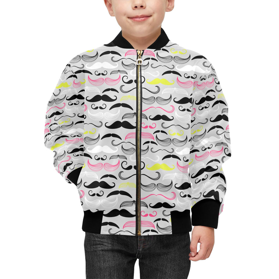 Mustache Beard Pattern Print Design 02 Kids' Boys' Girls' Bomber Jacket