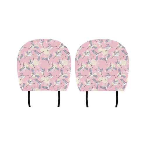 Japanese crane rose pattern Car Headrest Cover