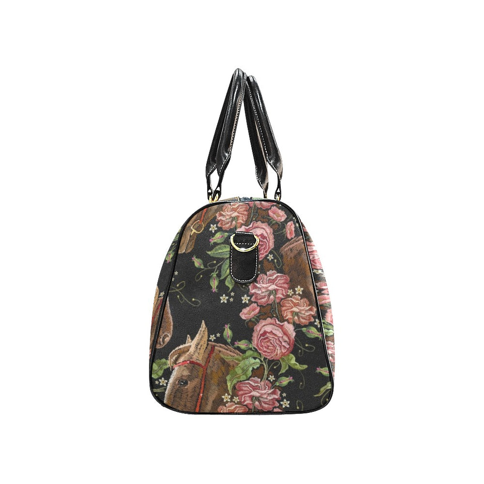 Horse head wild roses pattern Travel Bag
