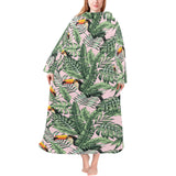 Toucan tropical green jungle palm pattern Blanket Robe with Sleeves