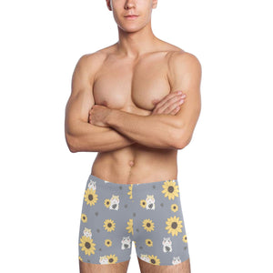 Cute hamster sunflower pattern background Men's Swimming Trunks