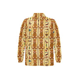 Egypt Hieroglyphics Pattern Print Design 04 Men's Long Sleeve Polo Shirt