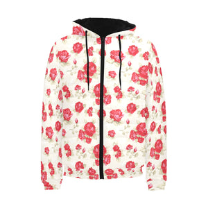 Rose Pattern Print Design 01 Men's Padded Hooded Jacket