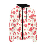 Rose Pattern Print Design 01 Men's Padded Hooded Jacket