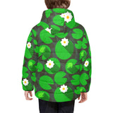 Frog waterlily pattern Kids' Boys' Girls' Padded Hooded Jacket