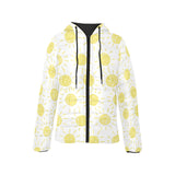 hand drawn sun pattern Women's Padded Hooded Jacket