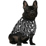 Saxophone music notes treble clef black white them All Over Print Pet Dog Round Neck Fuzzy Shirt