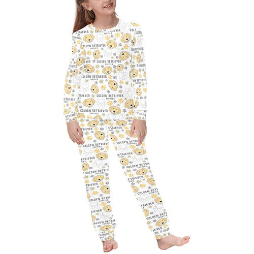 Golden Retriever Pattern Print Design 04 Kids' Boys' Girls' All Over Print Pajama Set