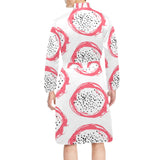 Hand drawn dragon fruit Men's Long Sleeve Belted Night Robe