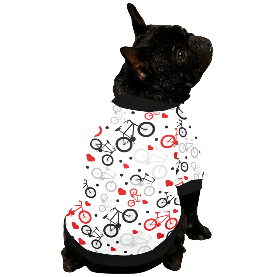 Bicycle Pattern Print Design 04 All Over Print Pet Dog Round Neck Fuzzy Shirt