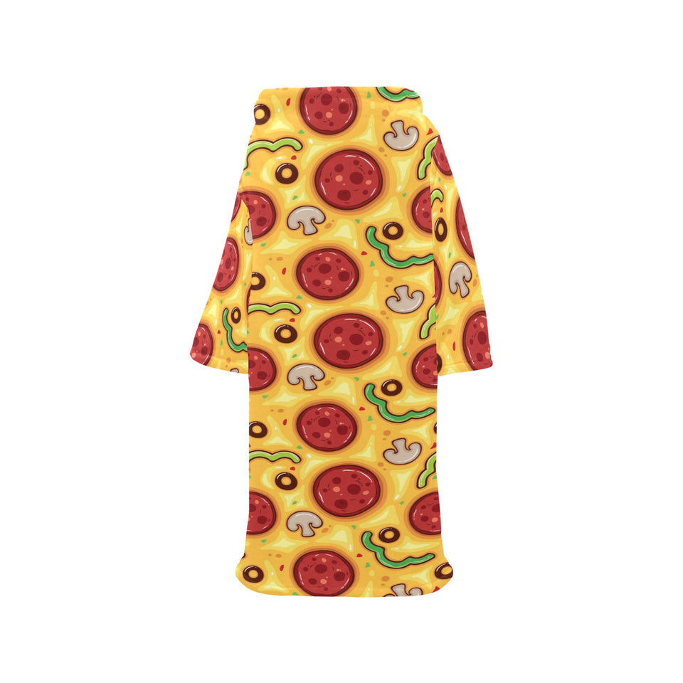 Pizza texture pattern Blanket Robe with Sleeves