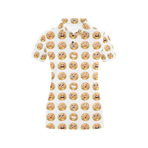 Hamburger Pattern Print Design 04 Women's All Over Print Polo Shirt