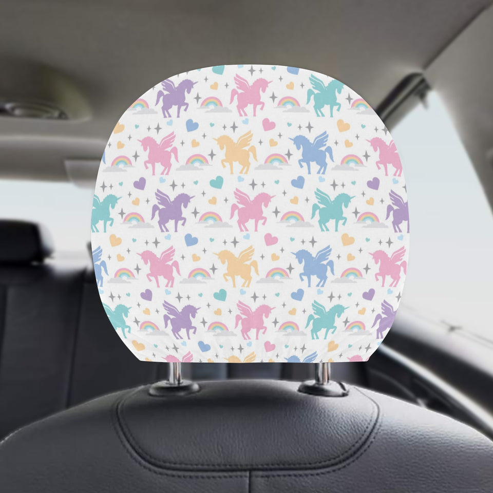 colorful unicorn rainbow heart pattern Car Headrest Cover
