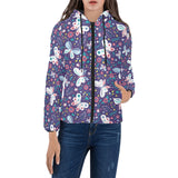 Colorful butterfly flower pattern.eps Women's Padded Hooded Jacket