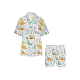 Cute funny kids dinosaurs pattern Women's V-Neck Short Pajama Set